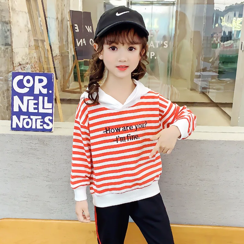
Autumn 2020 New Korean Girls Long-sleeved Striped Hoodie 