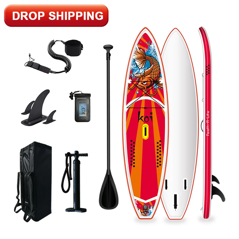 

FUNWATER drop shipping sup paddle board soft pvc surf board body board viewing window, Red