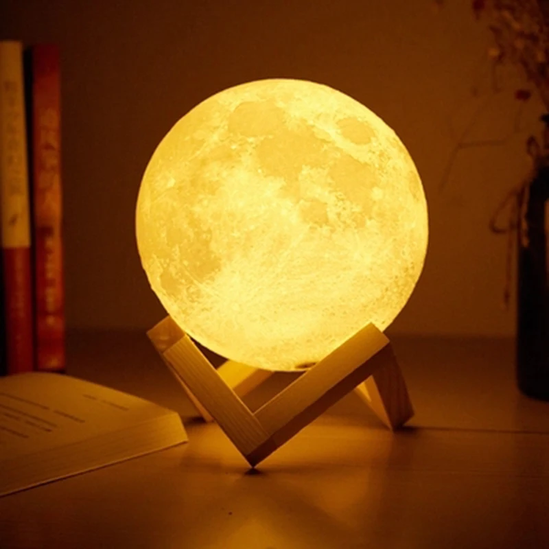 Bedside Sensor Lamp USB 3D Print Moon Lights Bedroom LED Table Lamps
