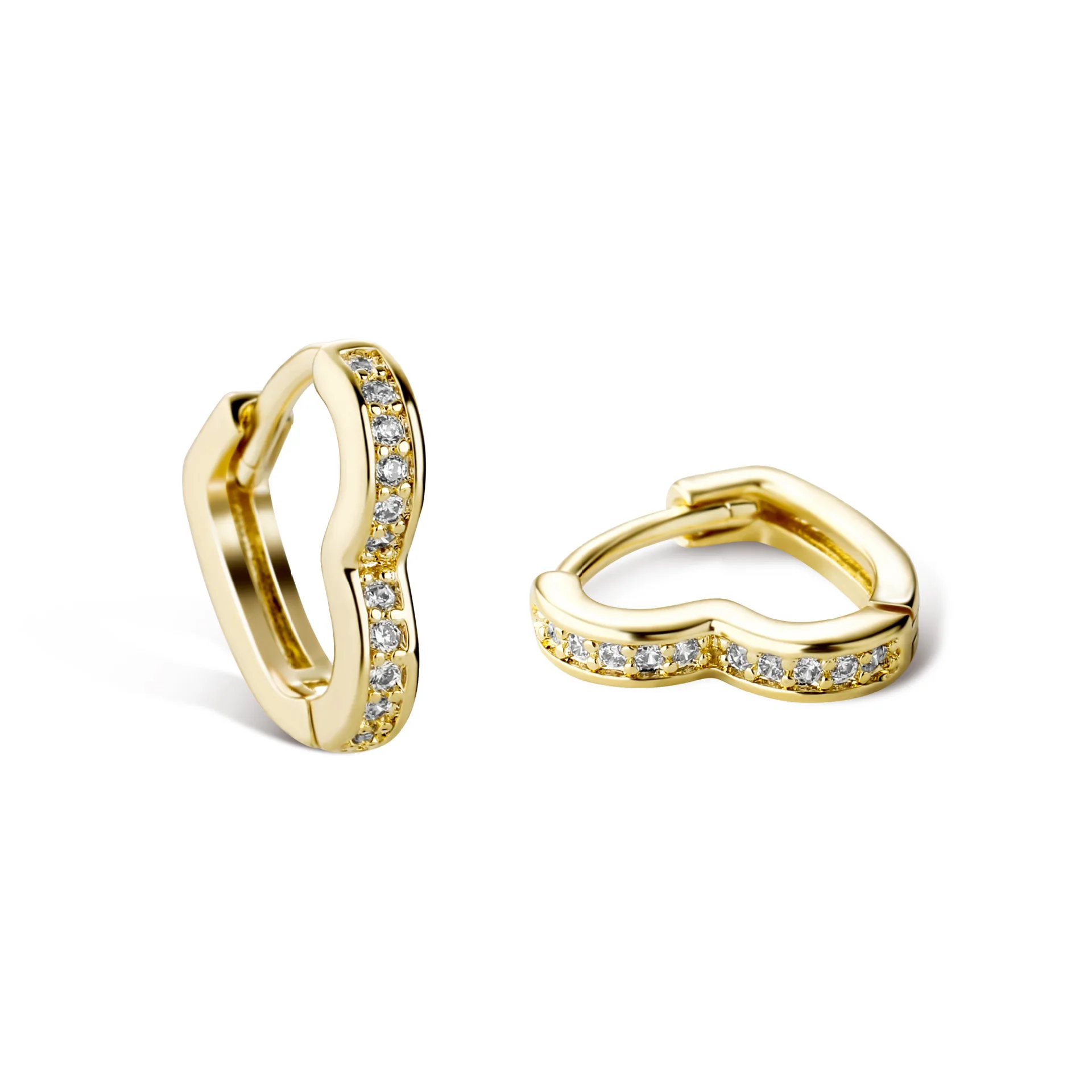 

Unique Design 14k Gold Plated Love Heart Earrings Fashion Ins Hip-hop Earrings, Picture shows