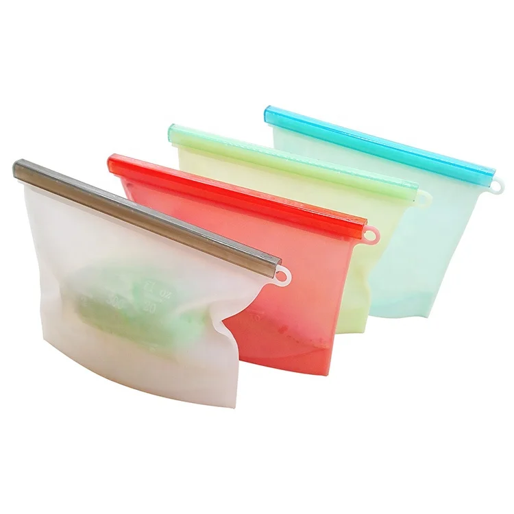 

Reusable Silicone Storage Bag BPA Free Dishwasher Safe Freezer Airtight Seal Food Preservation Bag, Clear,blue,green,red