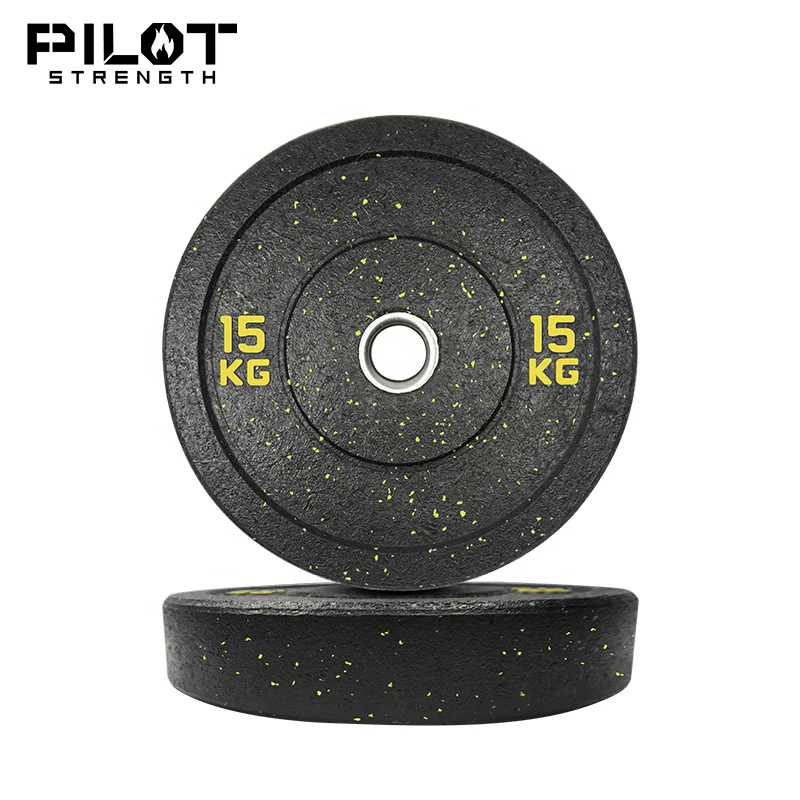 

PILOT STRENGTH weight lifting custom rubber hi temp crumb bumper plate, Black