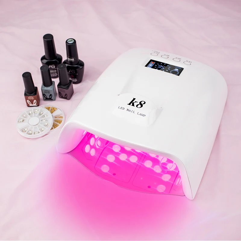 

Hot Selling Cordless RED Light Cordless 60W LED UV Nail Lamp For Curing Gel Polish Wireless with Lithium Battery 60W Pro Light, White/black