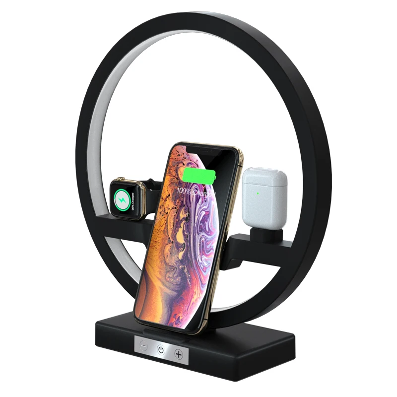 

Best seller fast wireless phone charger 3 in 1 phone stand wireless charger, Black white