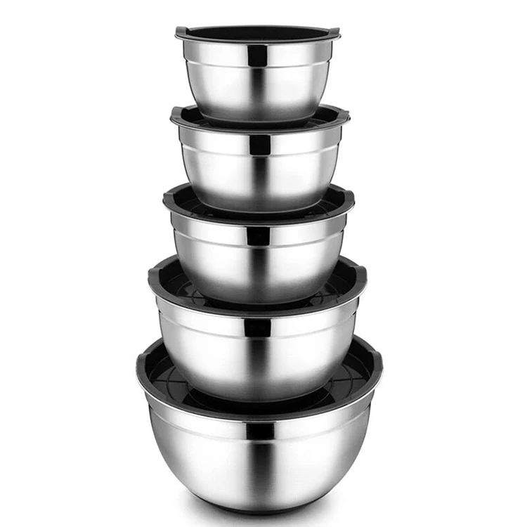 

Wholesale 304 Stainless Steel Salad Bowl Heightened Salad Bowl 14-30 cm Customized Size Dinner Bowls