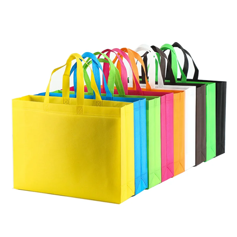 

Custom Logo Printed Fast Delivery Cheap Multi Color Reusable Grocery Packaging Tote wholesale Non Woven Ultrasonic Shopping Bag, As shown