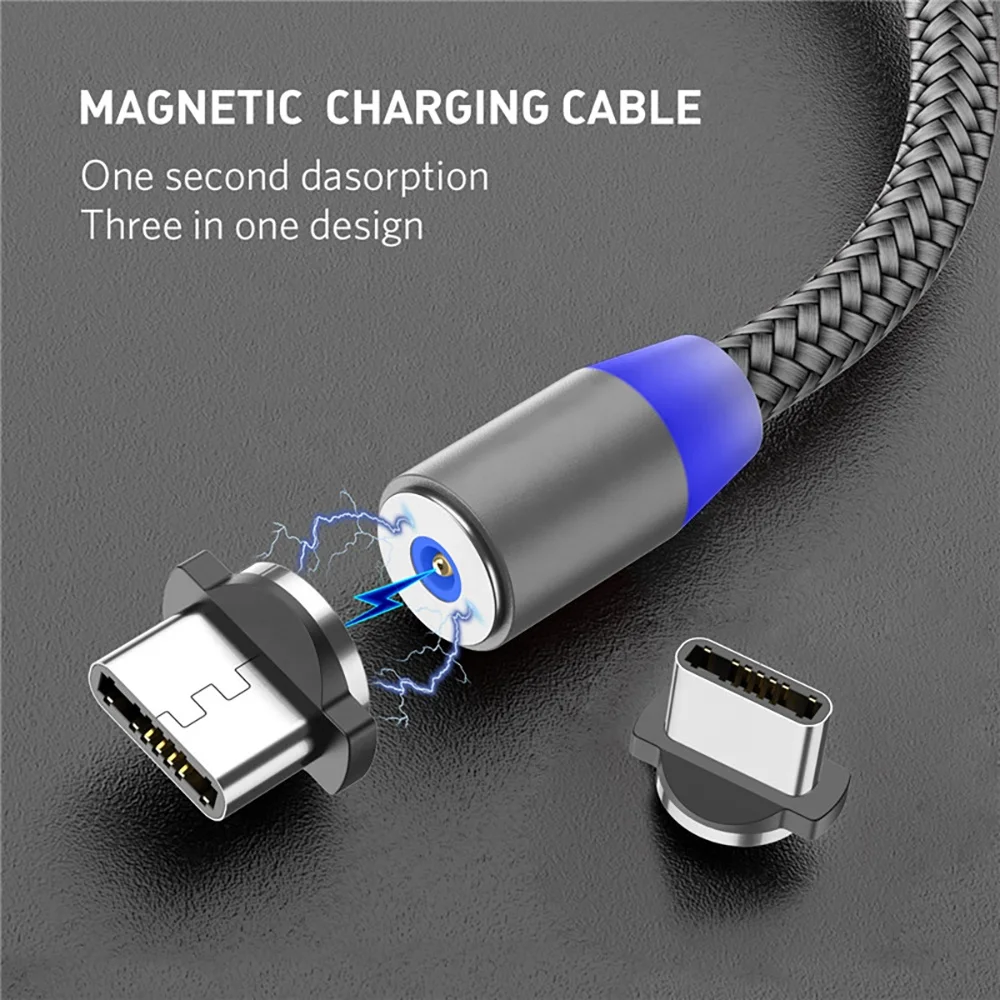 
1M 2M Fast Charging Mobile Phone USB Cord Type C Cable Magnet Charger Data Charge Micro USB Cable Magnetic USB Cable 