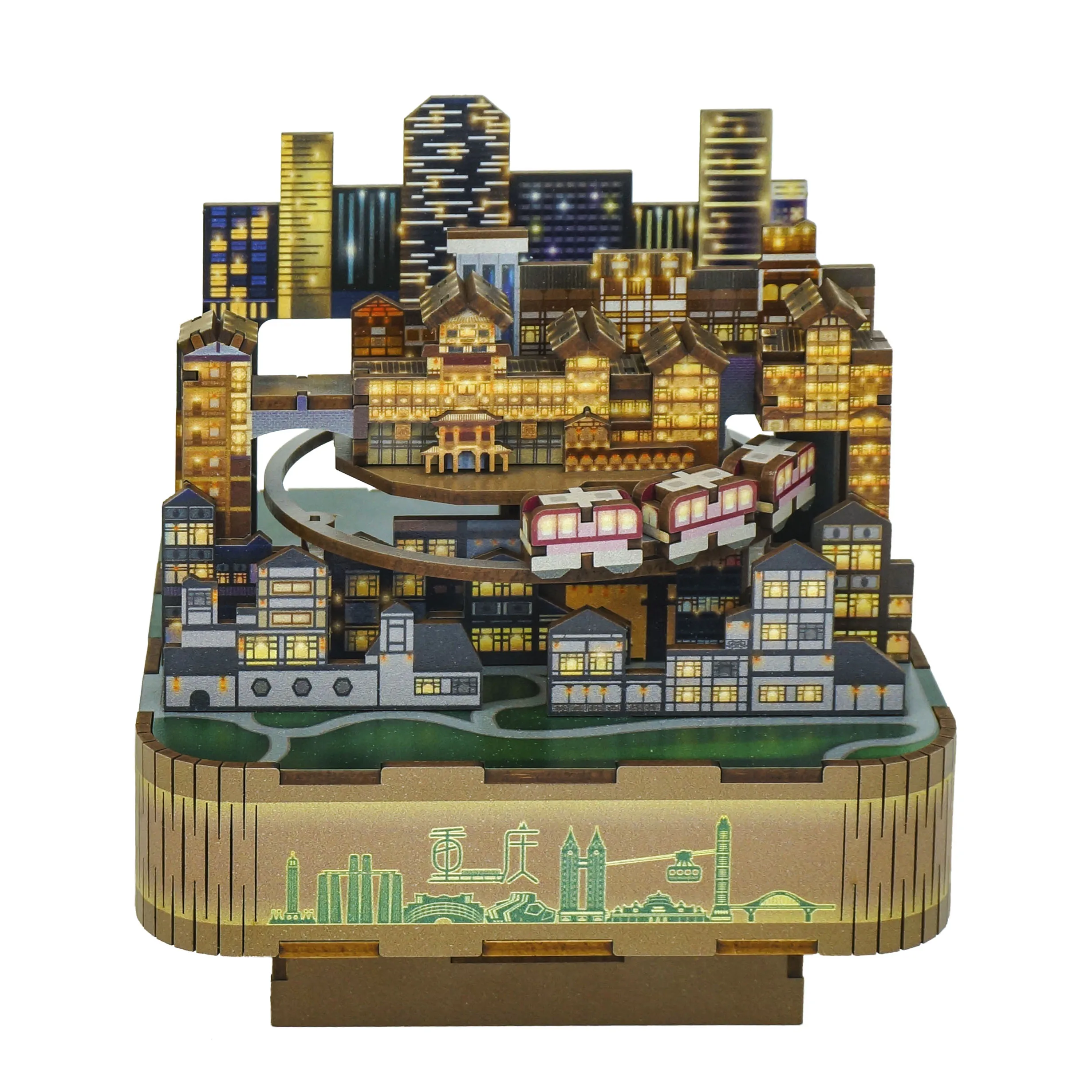

Tonecheer Chongqing music box wood jigsaw for kids wooden 3d puzzle