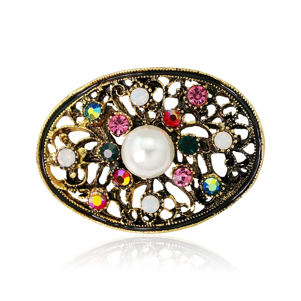 

Fashionable and Hot Rhinestone Pearl Flower Brooch Jewelry, Picture shows