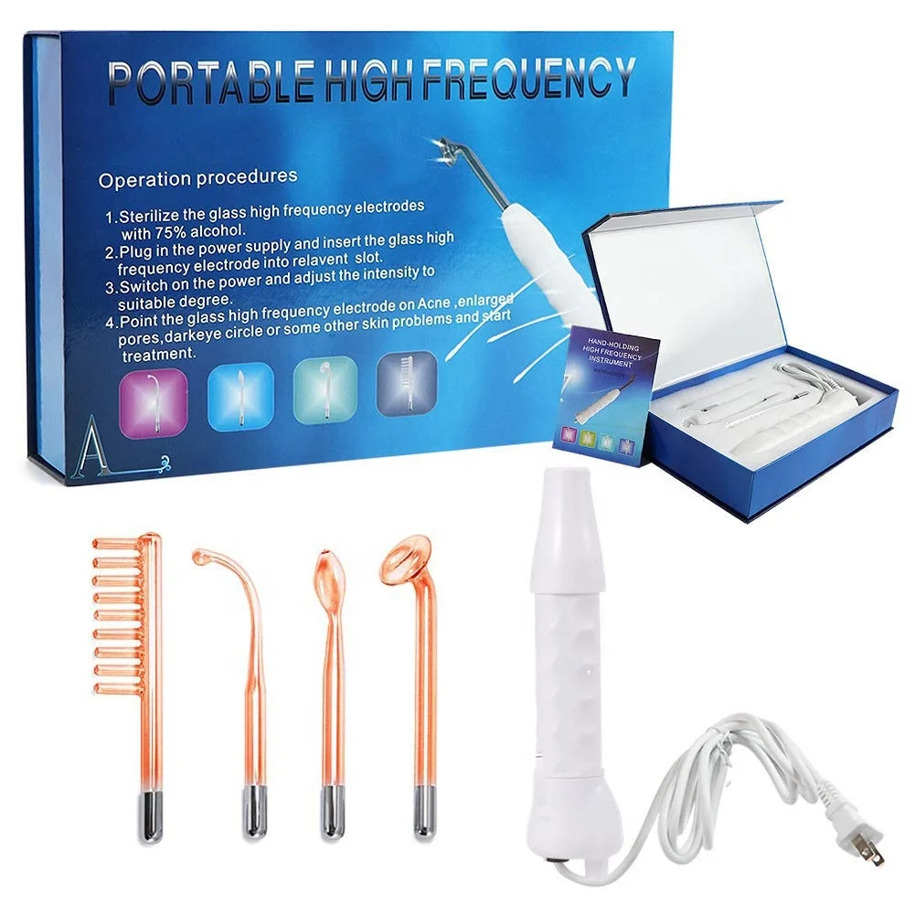 

Handhold 4 tips High Frequency Facial massage Wand for Skin and Hair