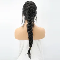 

Wholesale Hand Tied Synthetic Box african Braided Lace Front Wig with Baby Hair High Temperature Heat Restsant Fibre