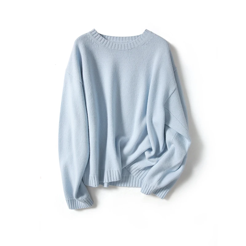 

100% Cashmere Crew Neck Sweater Designs For Women Knitted Sweaters