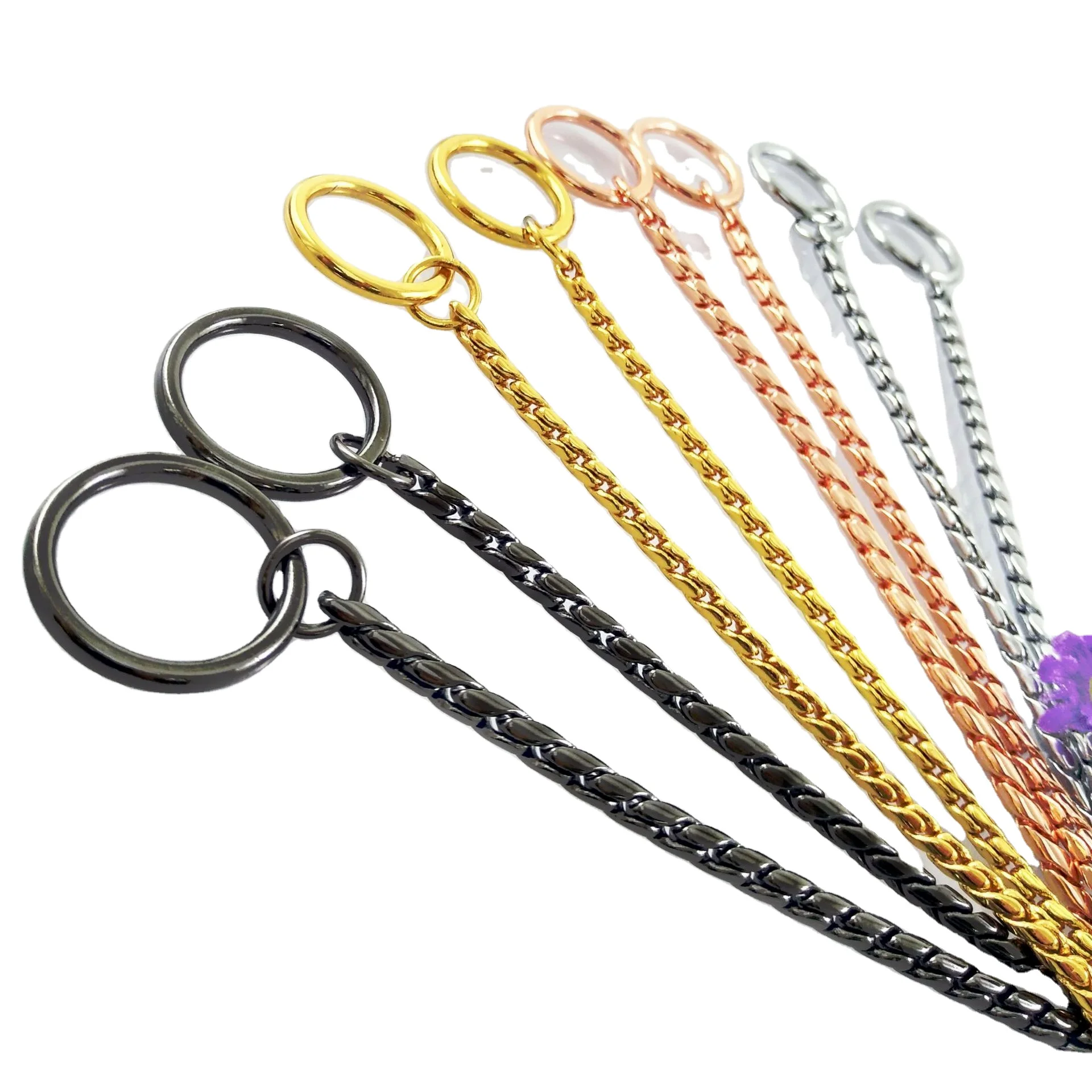 

cuban dog snake cuban key gold metal high quality chain link dog kennel collar leash stainless steel pet key dog chain, Customized color