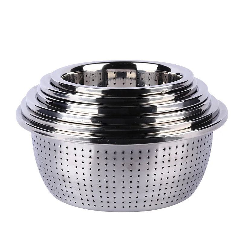 Rice Washing Basins Stainless Steel Bowl With Perforated Drainer Rice 