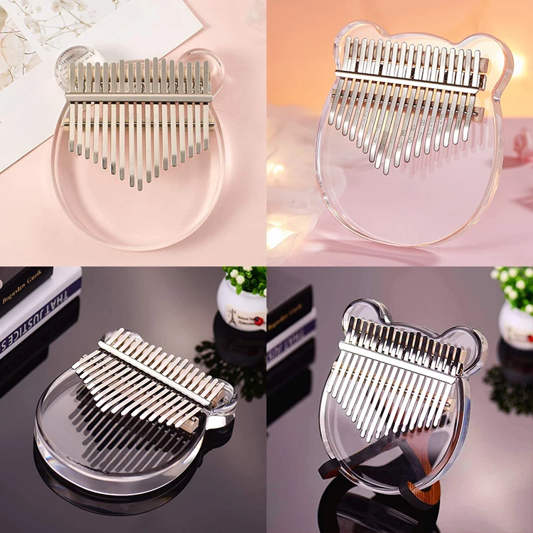 
VONVIK Transparent Acrylic 17-Key Kalimba Thumb Piano With Carry Bag Musical Note Stickers 