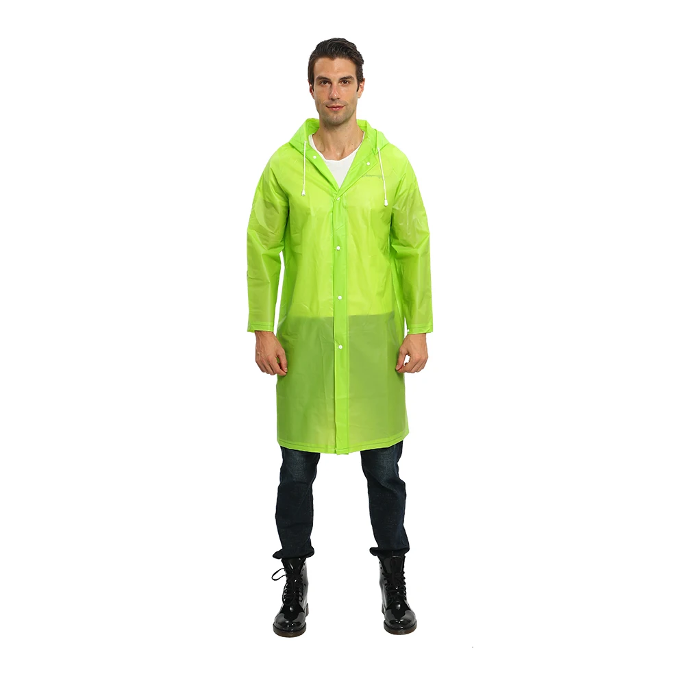 

Hot Sale plastic adult rainwear carry bag reusable eva waterproof raincoat with hood for men and women, Pink,blue,yellow,white,green
