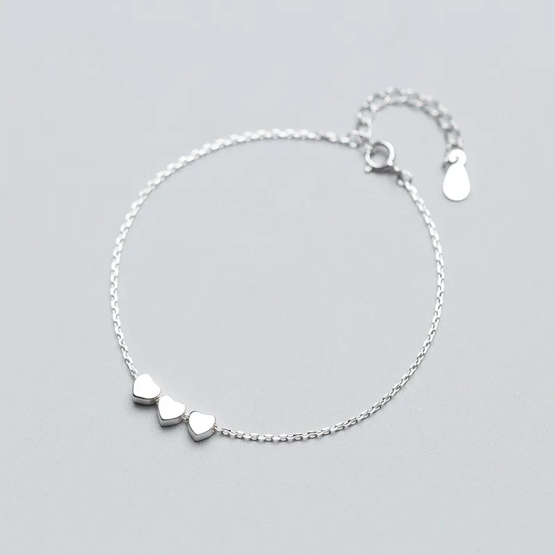 

Factory Wholesale 925 Sterling Silver Lovely Heart Shape Bracelet For Women Fashion Silver Jewelry