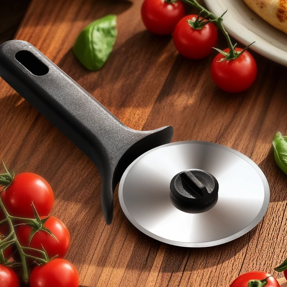 430 Stainless Steel Kitchen Pizza Cutter Wheel with PP Handle Dishwasher Safe Pizza Slicer Tools Custom Logo