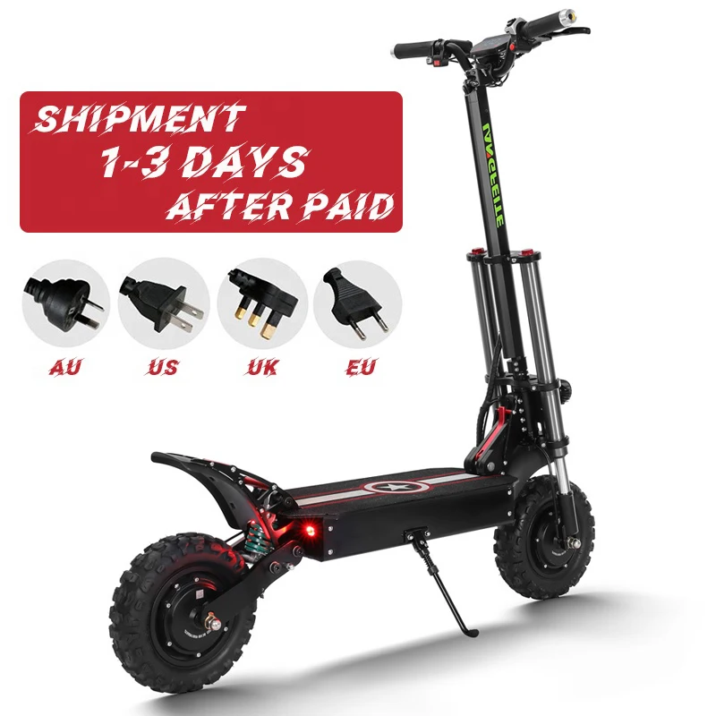 

HEZZO hot selling 11Inch 60V 5600W dual motor Off-Road E scooter 30ah long range fat tire Fast foldable Electric kick Scooter, As picture