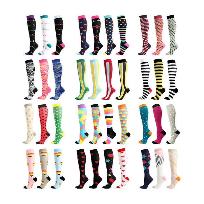 

Graduated Medical custom Women Men Compression Socks 20-30mmhg Knee High Fun Stockings for Running Sports Athletic Nurse, Custom color