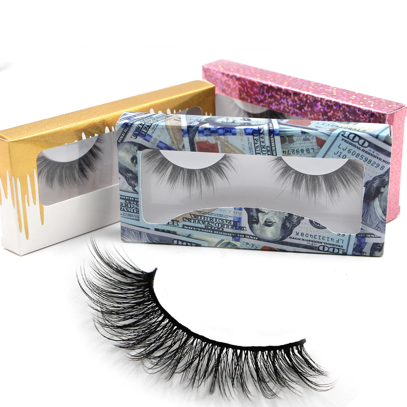 

False Wispy Eyelashes Natural Box Packaging Eyelash