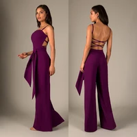 

Wide Leg Pants Clothing Cross Backless Solid Spaghetti Strap Jumpsuits Women 2019