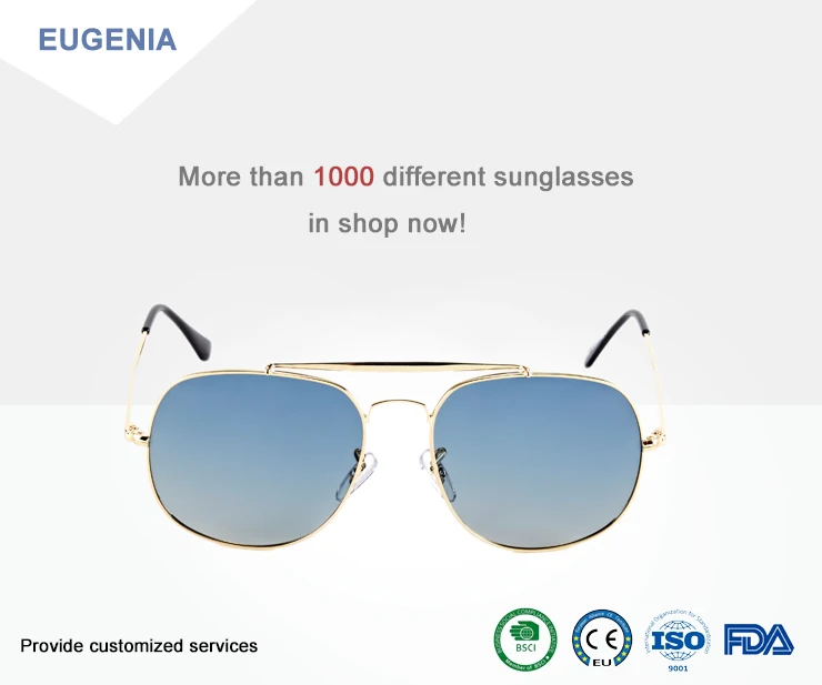 EUGENIA 2020 Custom Full Rim Square Metal Frame Polarized Sunglasses