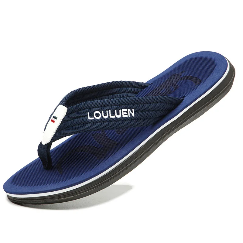 

New design custom logo men's beach rubber sole flip flops slippers men fabric slippers, Customized color