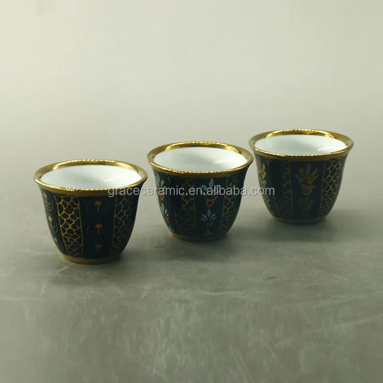 Ceramic Porcelain Classic Design Arabic Tea Coffee Cup 6pcs Cawa Cups