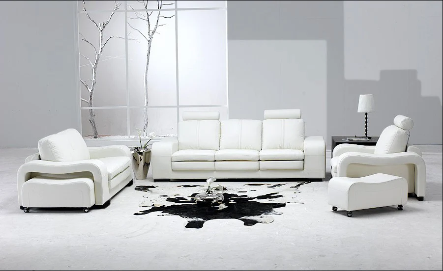 White Pure Custom Color Genuine Leather Sofa Set Living Room Furniture High Quality Sofas Buy