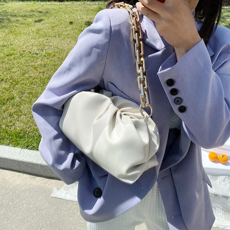 

2021 Stylish Korean Bag Hot Sale Elegant Designer PU Leather dumpling luxury handbags Women Shoulder Purses And Handbag, White/yellow/green/blue/black/orange/brown