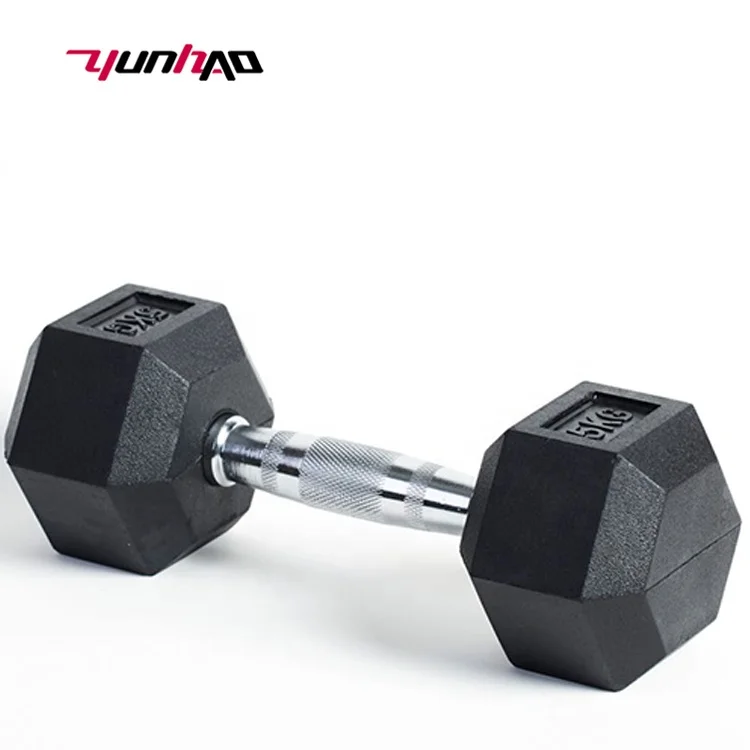 

YC Hot Selling Custom Logo 5lb 10lb 15lb 20lb 25lb 30lb 35lb 40lb 45lb 50lb Rubber Hex Dumbbells KG Set, Black