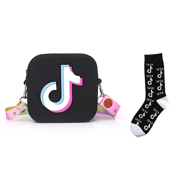 

Fashion Designer Tiktok Mini Square Jelly Bags Little Girls Coin Purses and Handbags Set Socks Tik Tok Kids Purse 2021, 8 colors