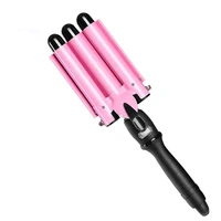 

Wholesale popular 3 barrel hair curler style hair curling heated professional rotating triple barrel hair curler