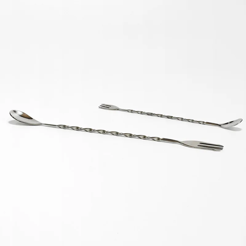 

Bartender long cocktail mixing stainless steel bar spoon double headed coffee tea stirring spoon, Silvery