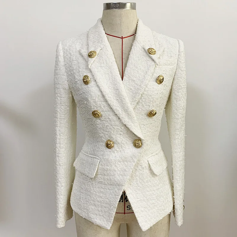 

Custom or ready to ship hot sell wholesale fashion high quality slim fit double breasted tweed blazer coat womens, Same as picture