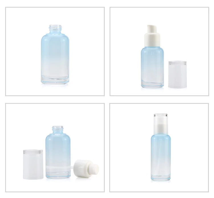 Premium 45ml 100ml 120ml Empty Gradual Blue Skin Care Glass Face Cream