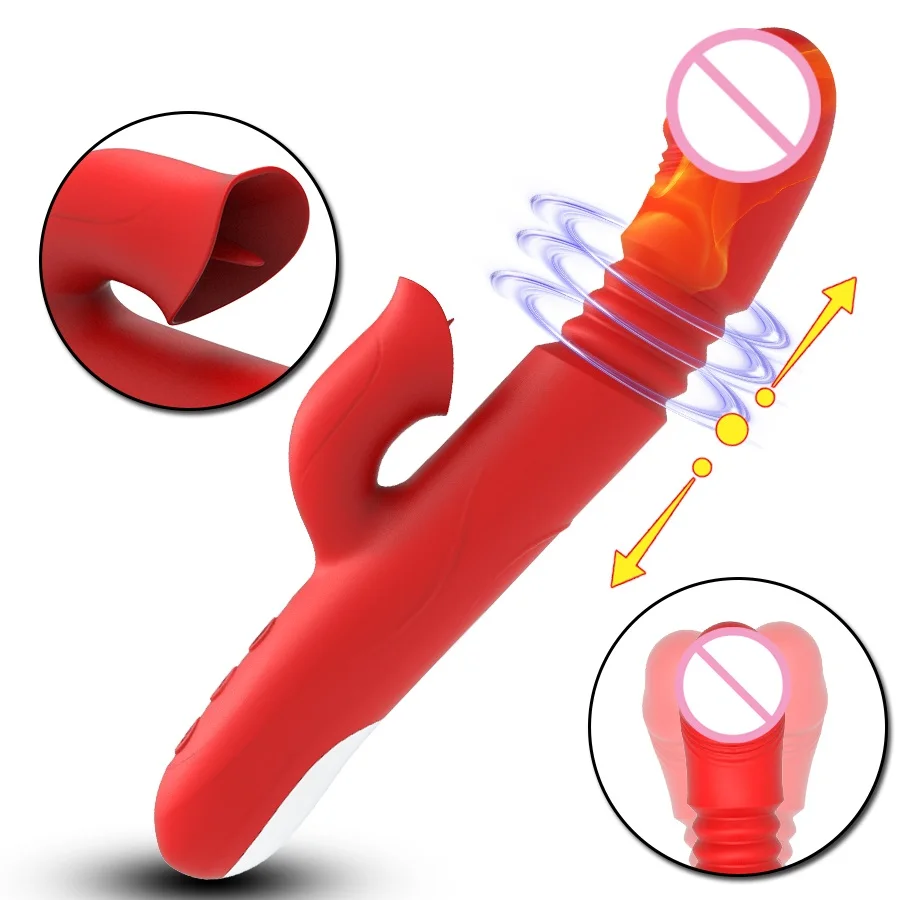 

Dildo Vibrator for Women Heating Telescopic Rotation Vibrator Tongue Licking Clitoris G-spot Stimulator Adult Sex Toys for Women