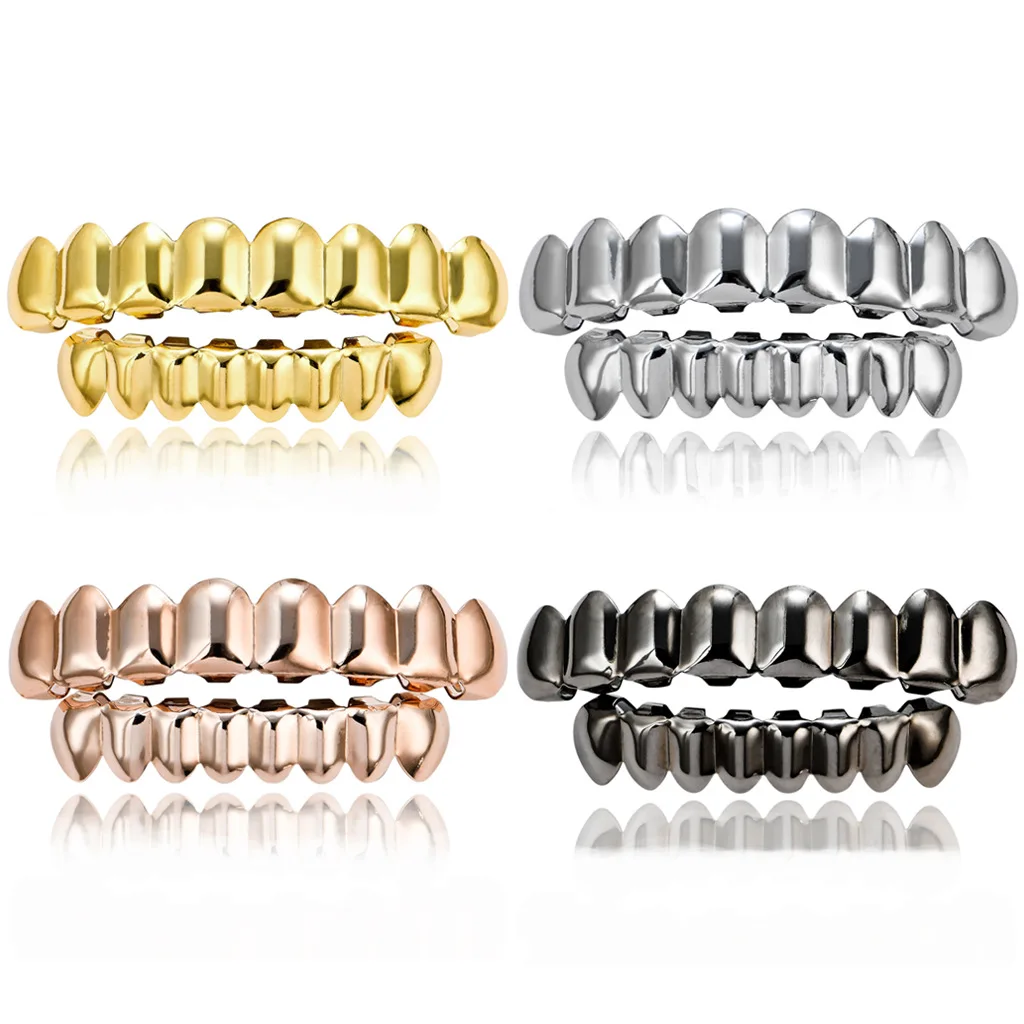 

Jewelry Gold Silver Rose Gold Plated Hip Hop Halloween Men's Golden Mental Grillz Wholesale