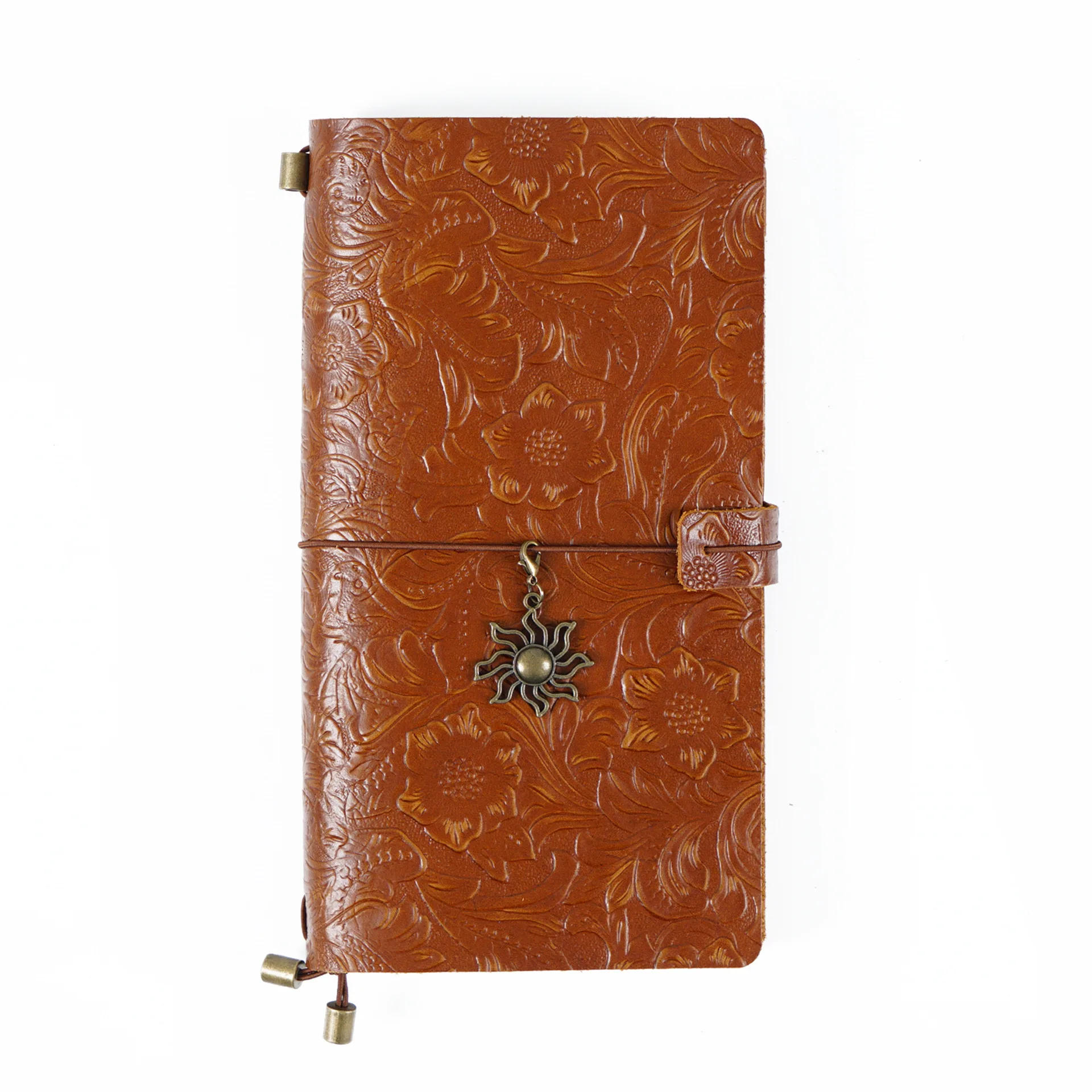 Original Retro Carved Cowhide Travel Notebook Manual Stationery Hand Ledger Creative Diary with Hardcover Leather Cover