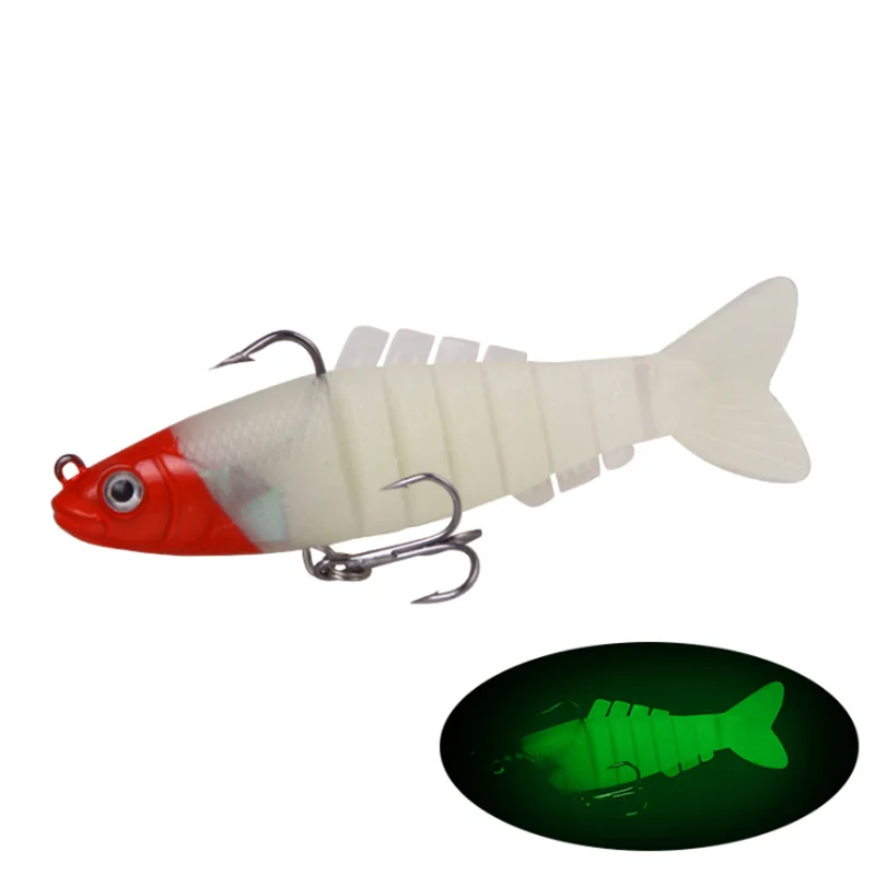 

8Colors 17.5g/9cm Artificial Multi-section Plastic Soft Bait 3D Simulation Eye With Hook Wobbler Luminous Flash Fishing Lure