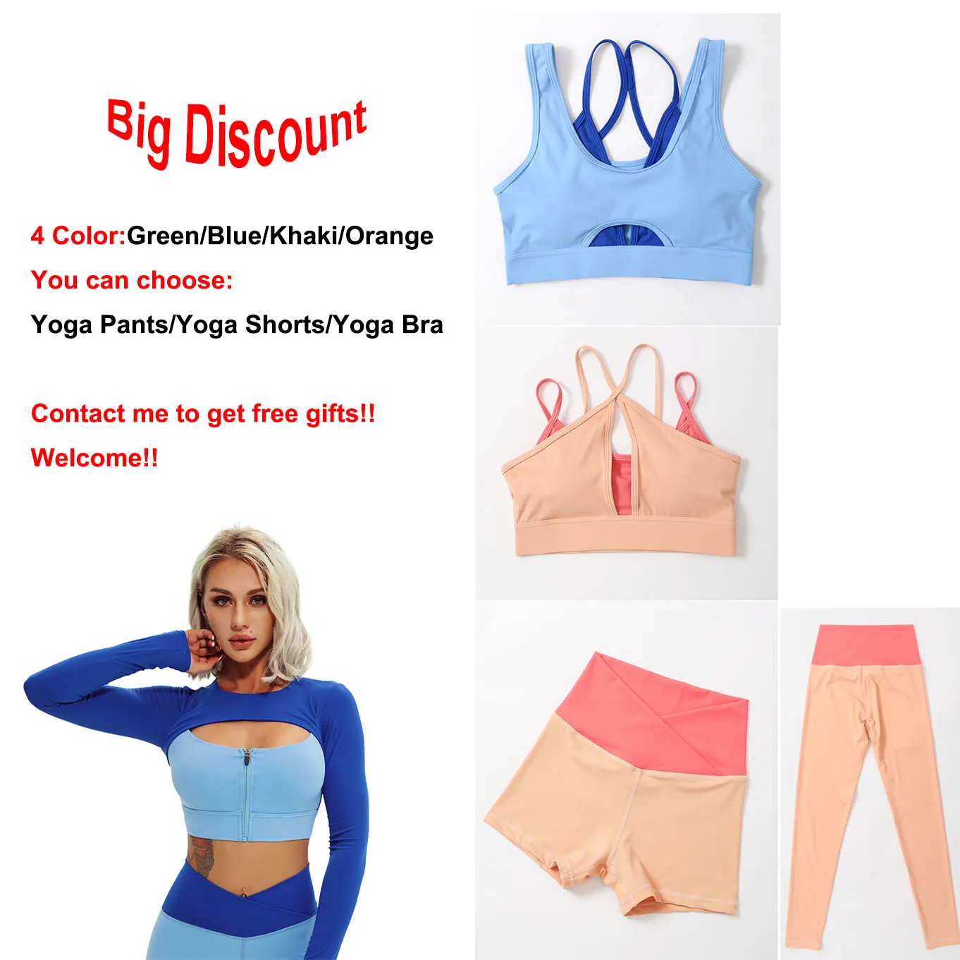 

2022 Seamless Yoga Shorts Suit Sportswear Fitness Gym Wear Women Ladies Sexy Yoga Wear 5 Piece Yoga Set, Picture shows