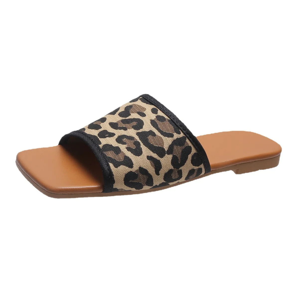 

Leopard print net red sandals 2021 summer new style outer wear casual flat women's slides slippers, Customized color