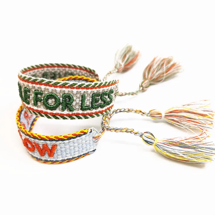 Handmade Friendship Woven Bracelet With Words Logo &,Cotton Woven