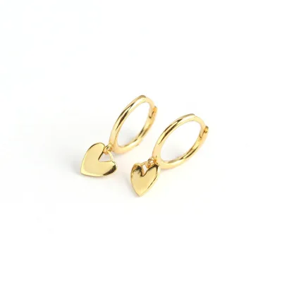 

Wholesale Heart Shaped Sweet Lovely Gold Silver Color Drop Earrings Hoop Heart Earring For Girl Jewelry