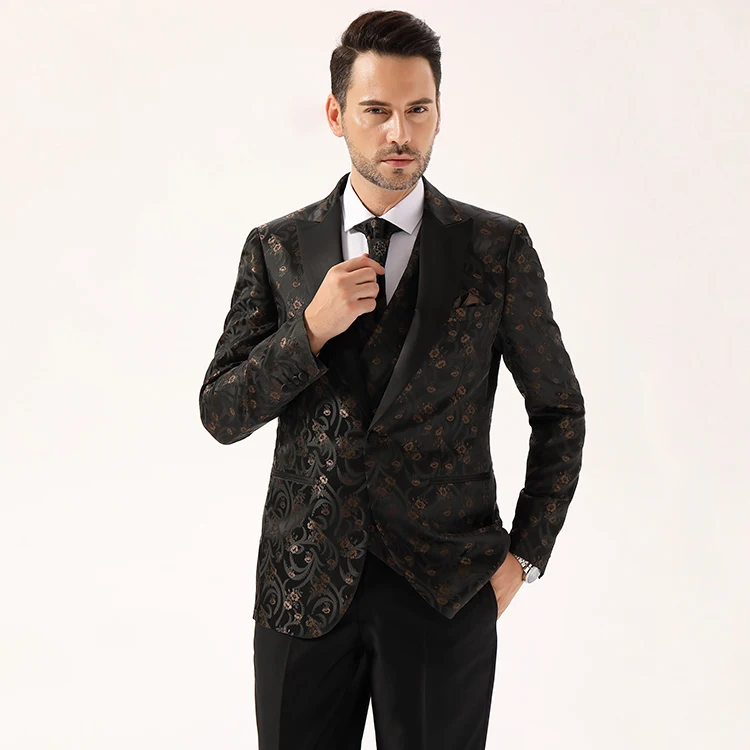Mens Floral Tuxedo Jacket Embroidered Suit Blazer Jacket pant for Dinner,Party,Wedding,Prom