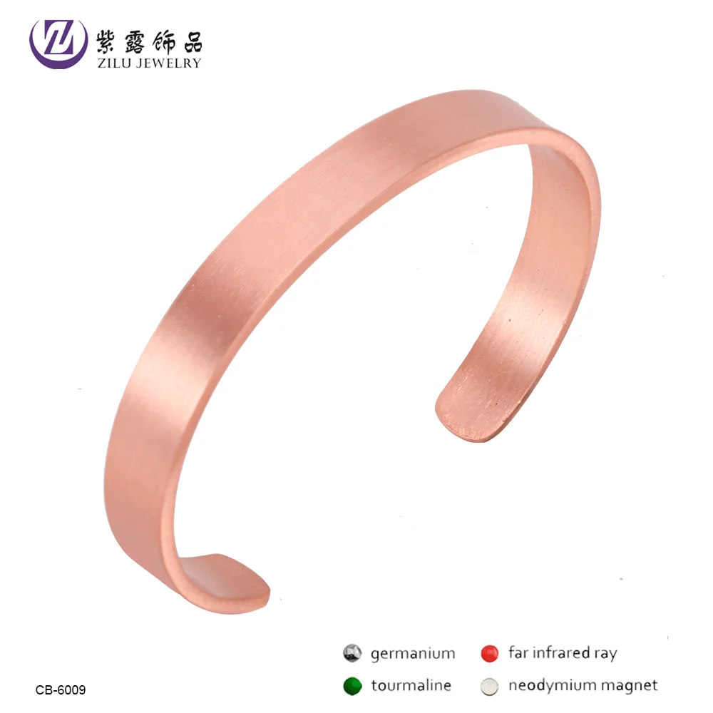 

CB-6009 ZILU 3000 gauss Therapy Magnetic copper plain men bracelet pure copper bracelet, Plated various gold, rose gold ,black, blue, pink ,