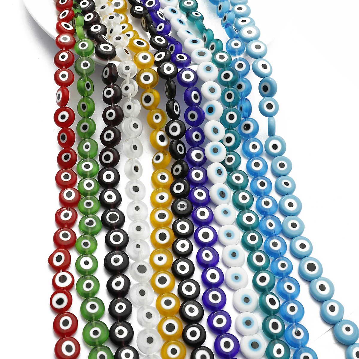 

Multicolor Round Flat Shape Eye Beads Lampwork Glazed Glass Beads for Bracelet Necklace Earring DIY Jewelry Making