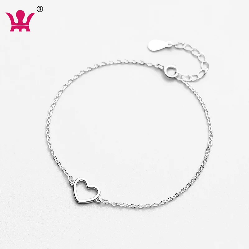 

100% 925 Sterling Silver Fashion Women's Jewelry Hollow Heart Bracelet For Gift Girl Lady Drop Shipping