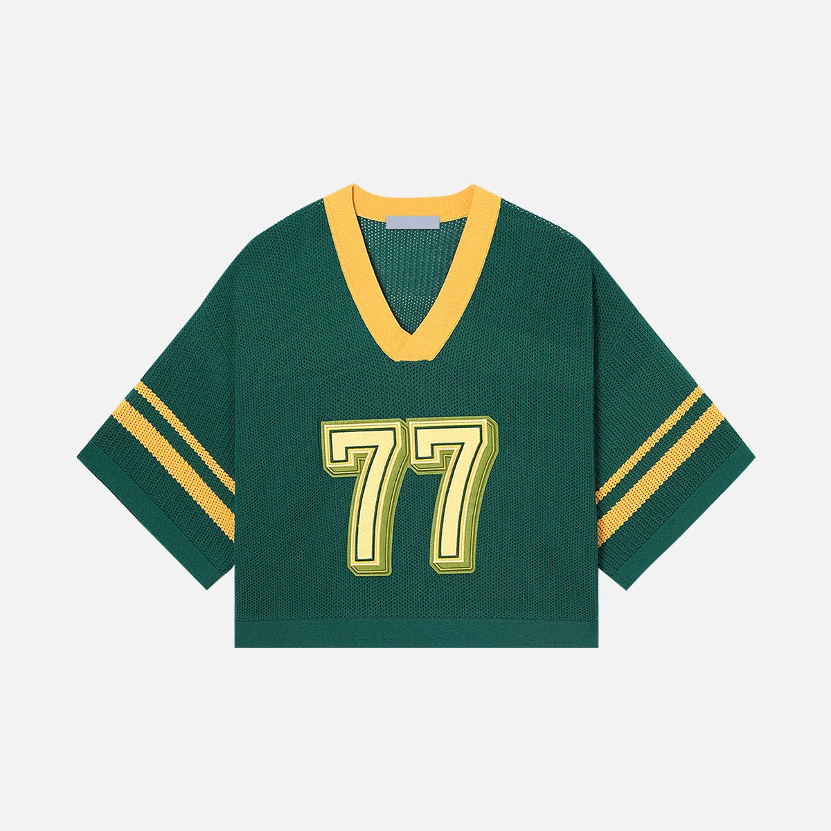 Wholesale Custom Applique Number Mesh Knit Jersey Women's Y2K Blokecore Cropped Sweater Top
